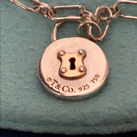 Tiffany & Co. 18k Gold & Silver Pad Lock Bracelet - Picture 2 of 3